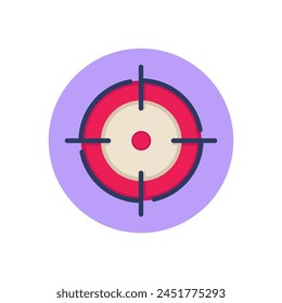 Optical focus on aim line icon. Goal, target, crosshair outline sign. Purpose, accuracy, marketing concept. Vector illustration symbol element for web design and apps