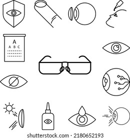 optical glasses icon in a collection with other items