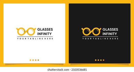 Diseño del logotipo de gafas ópticas con símbolo infinito o logotipo de conectividad. Vector Premium	