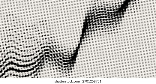 Fondo Abstractas de distorsión de onda de semitono óptico. Diseño moderno de moda en Ilustración vectorial