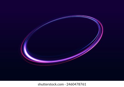 Optical halo flares with neon light vector effect set isolated on transparent background. Abstract vector fire circles, sparkling swirls and energy light spiral frames.	
