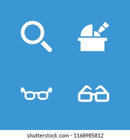 Optical icon. collection of 4 optical filled icons such as glasses, observatory. editable optical icons for web and mobile.