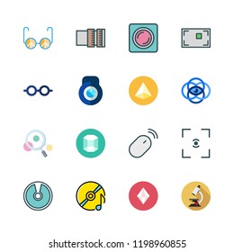 optical icon set. vector set about eye glasses, magnifying glass, prism and mouse icons set.
