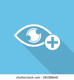 optical icons, ophthalmology icons flat with long shadow.