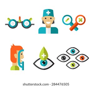 Optical icons, ophthalmology icons set, vector symbols