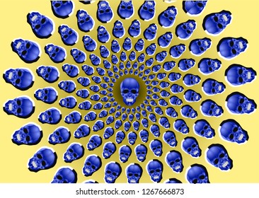 optical illusion. abstract background with skulls. 10 EPS