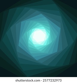 Optical illusion, abstract colorful background. Hexagon rotating in a spiral. Hand drawn vector vector illustration, modern flat cartoon style.