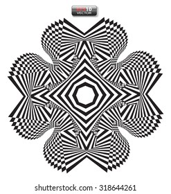 Optical illusion abstract flower element