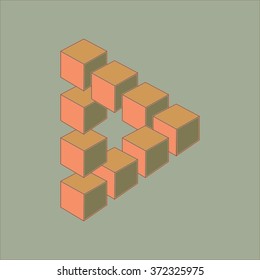 Optical illusion, abstract geometric design element. Printoptical illusion symbols, Impossible sign. Colored vector design