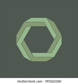 Optical illusion, abstract geometric design element. Printoptical illusion symbols, Impossible sign. Colored vector design
