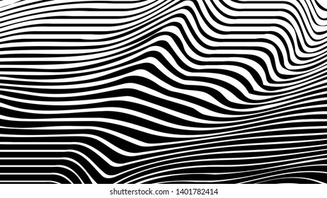 Optical illusion. Abstract lines background. Geometric Black and White. Line pattern. Eps10 vector.