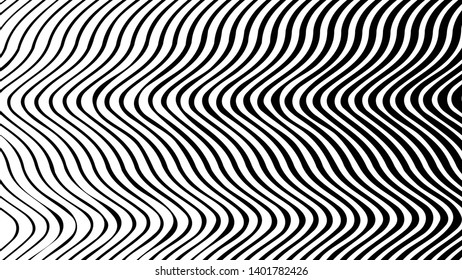 Optical illusion. Abstract lines background. Geometric Black and White. Line pattern. Eps10 vector.