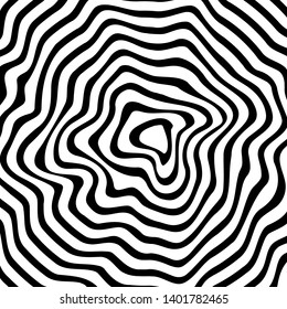Optical illusion. Abstract lines background. Geometric Black and White. Line pattern. Eps10 vector.