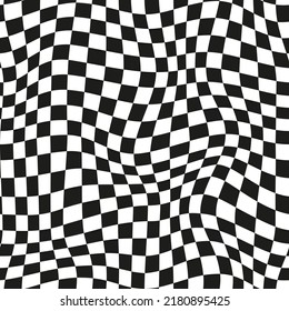 Optical illusion. Abstract seamless pattern. Vector background. Black and white. Texture for print, textile, fabric.