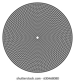 Optical illusion art abstract background. Black and white monochrome geometrical hypnotic circle pattern