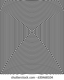 Optical illusion art abstract background. Black and white monochrome geometrical hypnotic square pattern