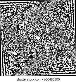 Optical illusion art abstract background. Black and white monochrome geometrical hypnotic square pattern