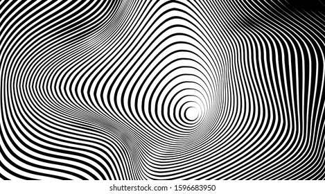 Optical illusion art abstract vector stripped background.