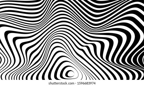 Optical illusion art abstract vector stripped background.