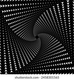 Optische Täuschung, künstlerisches Wirbelmuster, Vektorgrafik Hintergrund. Abstraktes Dreieck. 3D-Grafikeffekt Vektorgrafik eines wirbelnden Dreiecks.