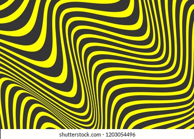 Optical illusion background, deformed lines, distorted stripes, design element for poster, template, vector abstract op art banner
