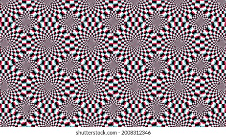 Hintergrund für optische Täuschung. Drehkreise Nahtlose Muster. Vektorgrafik