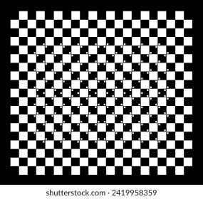 Optical illusion. Background of white and black squares. Vector illustration