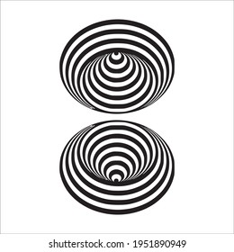  ilusión óptica círculos en blanco y negro sobre fondo blanco Ilustración vectorial