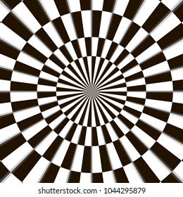 Optical illusion, black and white design, vector
