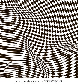 Optical illusion, black and white design, vector