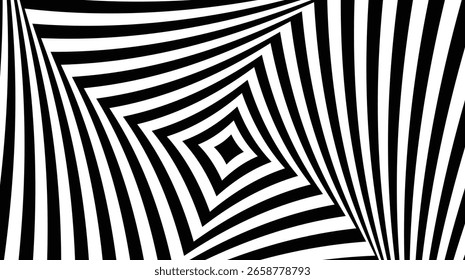 Optical Illusion Black and White Square Spiral