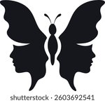 Optical Illusion Butterfly Faces design,