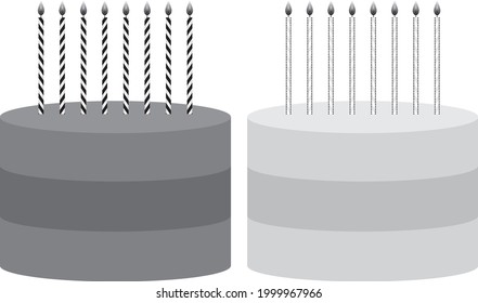 Optical illusion - candles on the cake appear to lean leaft and right although they are vertical - explanation on the right