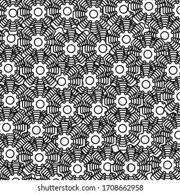 optical illusion of cog like shapes black and white Vector.