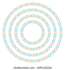 Optical illusion, colorful blocks, different shapes