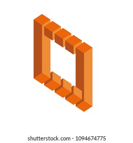 Optical illusion, colorful blocks, different shapes