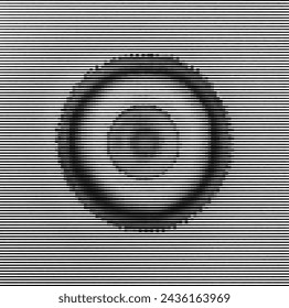 Ilusión óptica de círculos concéntricos, blanco y negro.