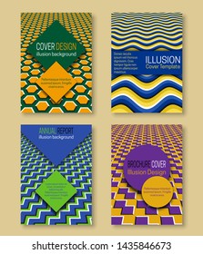 Optical illusion covers templates. Hypnotic design for booklet, brochure, annual report or posters.
