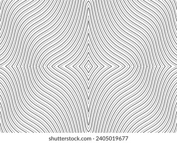 Optical Illusion Created from Artistic Lines Motifs Pattern, can use for Decoration, Background, Ornate, Fabric, Fashion, Textile, Carpet Pattern, Tile or Graphic Design Element. Vector Illustration