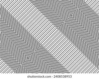 Optical Illusion Created from Artistic Lines Motifs Pattern, can use for Decoration, Background, Ornate, Fabric, Fashion, Textile, Carpet Pattern, Tile or Graphic Design Element. Vector Illustration