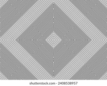 Optical Illusion Created from Artistic Lines Motifs Pattern, can use for Decoration, Background, Ornate, Fabric, Fashion, Textile, Carpet Pattern, Tile or Graphic Design Element. Vector Illustration