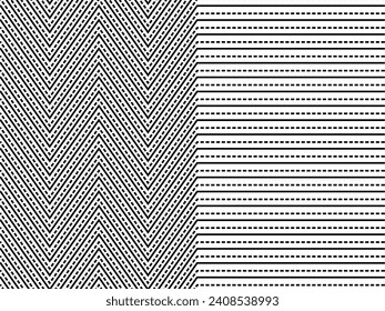 Ilusión óptica creada a partir del patrón de motivos de líneas artísticas, puede utilizarse para la decoración, fondo, ordenado, tejido, moda, textil, patrón de alfombras, mosaico o elemento de diseño gráfico. Ilustración vectorial