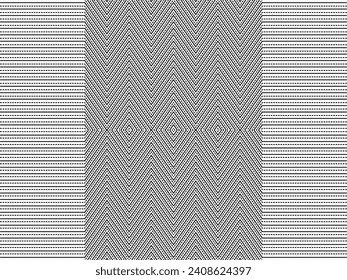 Optical Illusion Created from Artistic Lines Motifs Pattern, can use for Decoration, Background, Ornate, Fabric, Fashion, Textile, Carpet Pattern, Tile or Graphic Design Element. Vector Illustration