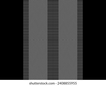 Optical Illusion Created from Artistic Lines Motifs Pattern, can use for Decoration, Background, Ornate, Fabric, Fashion, Textile, Carpet Pattern, Tile or Graphic Design Element. Vector Illustration