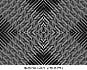 Optische Illusion, die aus künstlerischen Linien Motive entwickelt wurde, kann für Dekoration, Hintergrund, Ornate, Stoffe, Mode, Textilien, Teppichmuster, Tile oder Graphic Design Element verwendet werden. Vektorgrafik