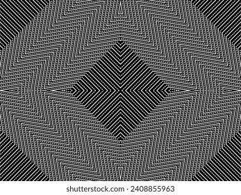 Optische Illusion, die aus künstlerischen Linien Motive entwickelt wurde, kann für Dekoration, Hintergrund, Ornate, Stoffe, Mode, Textilien, Teppichmuster, Tile oder Graphic Design Element verwendet werden. Vektorgrafik