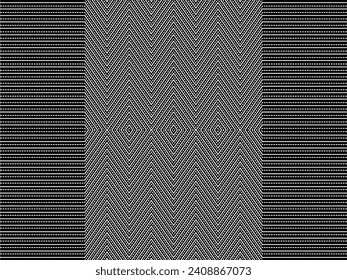 Optical Illusion Created from Artistic Lines Motifs Pattern, can use for Decoration, Background, Ornate, Fabric, Fashion, Textile, Carpet Pattern, Tile or Graphic Design Element. Vector Illustration