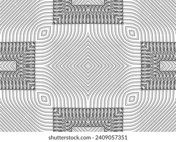 Optical Illusion Created from Artistic Lines Motifs Pattern, can use for Decoration, Background, Ornate, Fabric, Fashion, Textile, Carpet Pattern, Tile or Graphic Design Element. Vector Illustration