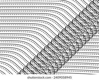 Optical Illusion Created from Artistic Lines Motifs Pattern, can use for Decoration, Background, Ornate, Fabric, Fashion, Textile, Carpet Pattern, Tile or Graphic Design Element. Vector Illustration