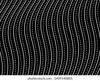 Ilusión óptica creada a partir del patrón de motivos de líneas artísticas, puede utilizarse para la decoración, fondo, ordenado, tejido, moda, textil, patrón de alfombras, mosaico o elemento de diseño gráfico. Ilustración vectorial